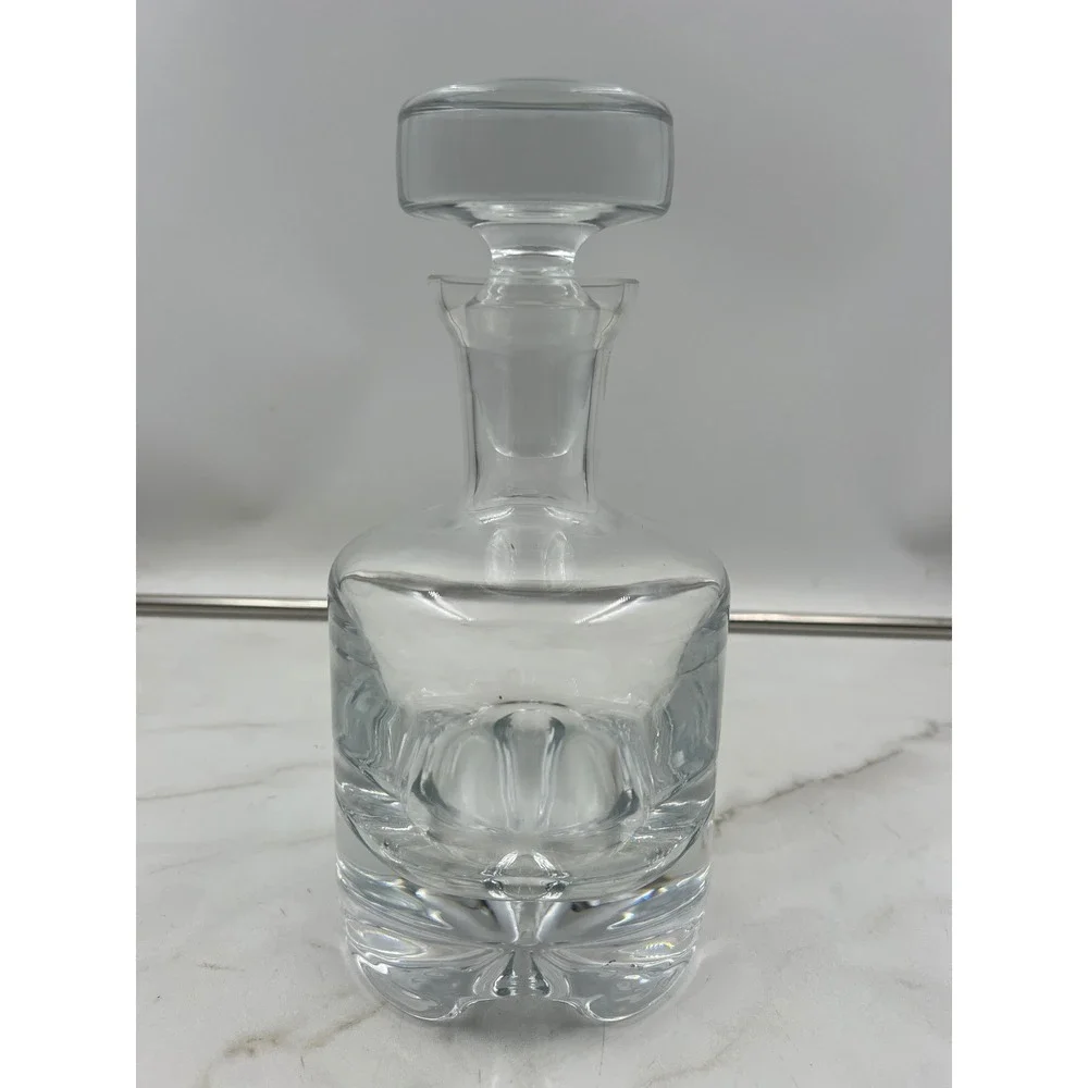 Vintage Polish KROSNO Decanter Hand Blown w/Lid Glass Barware 1980's 9.5